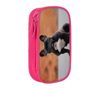 COWMMWOC Grande trousse à crayons avec motif bouledogue français, grande capacité, sac de rangement multifonctionnel, tissu polyester Oxford durable avec double fermeture éclair, 21 x 10,5 x 5 cm, 3D