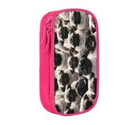 COWMMWOC Grande trousse à crayons avec motif chien mignon, grande capacité, sac de rangement multifonctionnel, tissu polyester Oxford durable avec double fermeture éclair, 21 x 10,5 x 5 cm, 3D