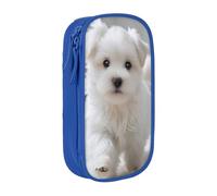 COWMMWOC Grande trousse à crayons avec motif chiot mignon - Grande capacité - Sac de rangement multifonction - Tissu Oxford polyester durable avec double fermeture éclair - 21 x 10,5 x 5 cm, 3D