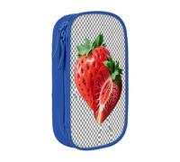 COWMMWOC Grande trousse à crayons fraise, grande capacité, sac de rangement multifonctionnel, tissu polyester Oxford durable avec double fermeture éclair, 21 x 10,5 x 5 cm, 3D., Taille unique, Trousse