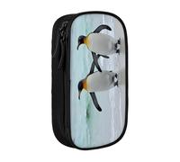 COWMMWOC Grande trousse à crayons pingouin mignon, grande capacité, sac de rangement multifonctionnel, tissu polyester Oxford durable avec double fermeture éclair, 21 x 10,5 x 5 cm, 3D, Taille unique