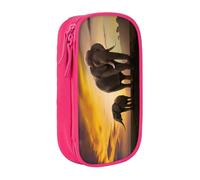 COWMMWOC Grande trousse à crayons Sunset Elephant, grande capacité, sac de rangement multifonctionnel, tissu polyester Oxford durable avec double fermeture éclair, 21 x 10,5 x 5 cm, 3D., Taille unique