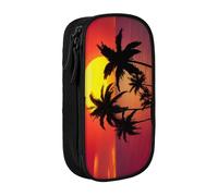 COWMMWOC Grande trousse à crayons Tropical Sunset - Grande capacité - Sac de rangement multifonction - Tissu Oxford polyester durable avec double fermeture éclair - 21 x 10,5 x 5 cm, 3D, Taille unique