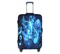 COWMMWOC Housse de protection élastique pour valise de voyage avec notes de musique bleues de 45,7 à 81,3 cm | Housse de protection lavable pour valises de voyage, 3D, XL