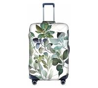 COWMMWOC Housse de protection élastique pour valises de 45,7 à 81,3 cm - Lavable - Motif feuilles d'eucalyptus vertes, 3D, M