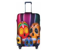 COWMMWOC Housse de protection pour valise à roulettes avec motif tête de mort - Housse de protection élastique pour bagages de 45,7 à 81,3 cm - Lavable - Protection de valise de voyage, 3D, S