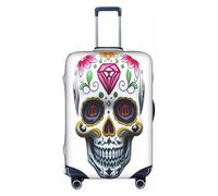 COWMMWOC Housse de protection pour valise à roulettes, motif tête de mort, élastique, housse de protection pour sacs de 45,7 à 81,3 cm | Housses de bagages lavables | Protection de valise de voyage