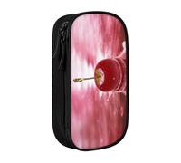 COWMMWOC Red Cherries Grande trousse à crayons de grande capacité, sac de rangement multifonctionnel, tissu polyester Oxford durable avec double fermeture éclair, 21 x 10,5 x 5 cm, 3D, Taille unique