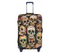 COWMMWOC . Skull. Housse de protection pour valise de voyage élastique pour sacs de 45,7 à 81,3 cm | Housses de bagages lavables | Protection de valise de voyage, 3D, S