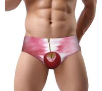 COWMMWOC Slip triangle pour homme, cerises rouges imprimées 3D, anti-transpiration, respirant, doux et extensible taille basse pour homme, 3D, 3XL