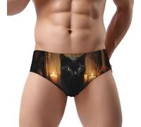 COWMMWOC Slip triangle pour homme, motif chat noir, sous-vêtement imprimé 3D, anti-transpiration, respirant, doux et extensible taille basse pour homme, 3D, XXL