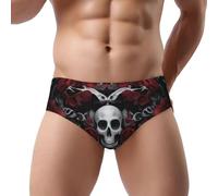 COWMMWOC Slip triangle pour homme, motif tête de mort imprimé 3D, anti-transpiration, respirant, doux et extensible taille basse pour homme, 3D, L