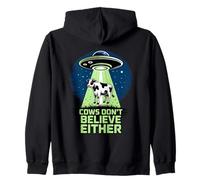 Cows Don't Believe Either Funny UFO Sweat à Capuche