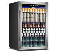 COWSAR - Glacière à vin de 4,5 pieds cubes, 37 bouteilles, refroidisseur à vin non encastré approuvé ETL, refroidisseur de boissons de 145 canettes avec porte en verre réversible en acier inoxydable
