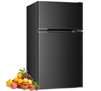 COWSAR Mini réfrigérateur avec congélateur, 3,2 mètres cubes, mini réfrigérateur compact à double porte pour chambre à coucher, thermostat réglable, faible bruit, faible consommation d'énergie, pour