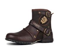 COWSDELLA Bottes pour Hommes en Cuir de Mollets avec semelle en caoutchouc Bottes de Motard avec Fermeture éclair Classiques Bottines 5008-1-N，marron，US10.5（EU44）