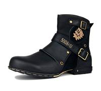 COWSDELLA Bottes pour Hommes en Cuir de Mollets avec semelle en caoutchouc Bottes de Motard avec Fermeture éclair Classiques Bottines 5008-1-N，noir，US9.5（EU42.5）