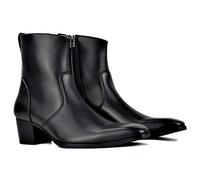 COWSDELLA Hommes Chelsea Bottines En Microfibre Cowboy Bottes avec Fermeture Éclair Latérale Talon Robe Bottes Chaussure OS-JY016,talons hauts noir,，US10（EU43）