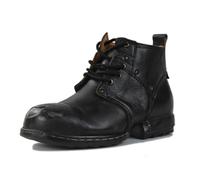 COWSDELLA Hommes Distressed Noir Chukka Boots Lace-up Motorcycle Casual Leather Dress Ankle Boot for Men Fashion CD-6015-3-E-10.5-R
