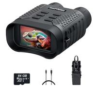CoxiVision Lunettes de vision nocturne 4K - Écran HD 3,1" - Zoom numérique 5X - Jumelles avec éclairage infrarouge à 7 niveaux avec carte mémoire de 64 Go et batterie amovible de 4400 mAh -