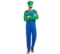 COXNSXX Costume des frères plombiers, costume de cosplay avec chapeau et moustache, Convient pour les carnavals de cosplay et les fêtes à thème