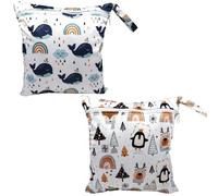 Coyanyu 2 Pièces Sac à Couches Lavables, Sac de Couche Réutilisable, Imperméables Pochette Couche Lavable, Wet Dry Bag, Sac à Maillot Mouillé, Sac Humide à Fermeture Éclair 28 × 30cm