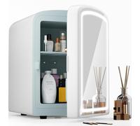 COYCYQI Mini réfrigérateur de soins de la peau avec miroir LED à intensité variable, réfrigérateur de beauté portable pour maquillage, cosmétiques, petit réfrigérateur personnel avec refroidisseur et