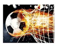 Coyeeki 5D Diamant Peinture Kit Complet Art Personnalisé, DIY Broderie Diamant Kit Football Enflammé Diamond Painting Point De Croix Kit D'artisanat Accessoires Salon Décor à La Maison 30x40cm
