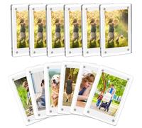 COYMOS Lot de 12 cadres photo magnétiques en acrylique pour réfrigérateur - Cadres polaroid magnétiques pour photos Instax Mini - Transparent - 6 x 9 cm