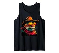 Coyote coloré avec Lunettes de Soleil Cowboy Animal Coucher de Soleil Western Débardeur