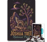 Coyote Howling at The Moon in Joshua Tree, Puzzle pour Adultes, 500 PCS