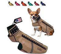 CoyoteVest SpikeVest Harnais réfléchissant pour Petits Chiens, Gilet avec Pics de Protection Contre Coyotes, Rapaces et attaques d’Animaux, conçu aux États-Unis, Taille L, Marron (Texas Tan)
