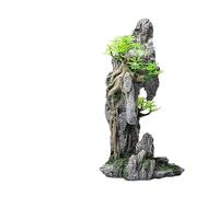 COYOUCO Aquarium Mountain View Stone Ornament Tree Rock Cave Landscape, Grand Aquarium Ornement Rock Aquarium Artificiel Aquarium Décoration,E
