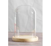 COYOUCO Dia10cm Affichage en Forme de dôme Cloche en Verre avec Base en Bois Massif pour l'affichage de Plantes, Ornements, Figurines, hauteur22/25/30cm,Dia10*H30cm