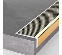 COYOUCO Lot De 5 Nez De Marche Aluminium Antidérapants 90cm 6x4cm - Profil L Sécurité Bord Escalier Intérieur Extérieur Protection Marches,d'or