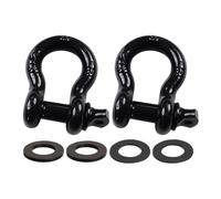 COYOUCO Paquet 2 manilles Anneau D 8T résistance Rupture avec goupille vis, kit rondelles d'isolateur Manille pour récupération véhicules Hors Route treuil Sangle remorquage,Noir