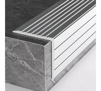COYOUCO Profilé Nez de Marche Aluminium 90cm Imitation Acier - Bande antidérapante L en Aluminium pour Bord d'escalier intérieur extérieur,60x60mm Thick 1.5mm