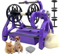 coyrugky Rouet électrique Compact - Cardeuse électrique pour Laine - Machine Enrouler Fil avec contrôleur au Pied - Changement Sens, 3 bobines, essoreuse 120 g, pour processus mèche(Purple)