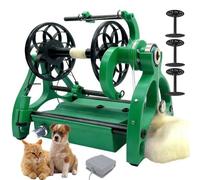 coyrugky Rouet électrique Compact - Cardeuse électrique pour Laine - Machine Enrouler Fil avec contrôleur au Pied - Changement Sens, 3 bobines, essoreuse 120 g, pour processus mèche(Green)