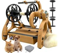 coyrugky Spinner de Fil électrique - Cardeuse à Laine et Poils d’Animaux - Enrouleur Automatique Avant/arrière - Vitesse Max 800 TR/Min, pédale Incluse, cardeuse Tambour modulaire(Gold)