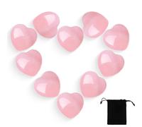 COYUN 10 Pièces Cristal En Forme Coeur, Naturel En Forme De CœUr, Pierres PréCieuses De GuéRison, Pierre De CœUr Pour ThéRapie Cristal,MéDitation Et DéCoration De Pendentifs, Sac En Flanelle