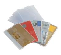 COYUN 10 Pièces Étui Protection Carte Bancaire Rigide Plastique Transparent Mat, Porte Carte Transparent Rigide, Ultra Fin avec Trou, Protège Carte ID, Adapté au Bureau et Usage Quotidien