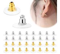 COYUN 100 Pcs Fermoir Boucles d'Oreilles Silicone, Attache Boucles d'Oreilles Silicone, 50 en Or et 50 en Argent, Accessoires pour Remplacement et Bricolage,Bouchons arrières Souples et Confortables
