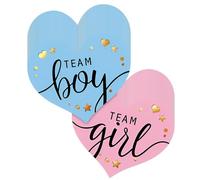 COYUN 100 Pièces Genre Révèle de Autocollant, Team Boy & Team Girl Autocollants d’étiquettes de Genre, Boy or Girl, Bleu & Rose Autocollants de Genre de Bébé pour Baby Shower Décoration (Coeur)