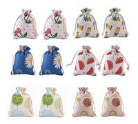 COYUN 12 pcs Pochon Coton avec Cordon 13 x 18 cm Petits Sachet en Tissu Sacs Cadeau Sachets en Lin Chanvre Jute Sac à Cordon Sachets Pour bijoux-B