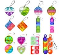 COYUN 16 PCS Mini Pop Push It Fidget Jouet Porte Clés, Coloré Silicone Squeeze Pop Bubble Fidget Bulk Jouets Sensoriels, Porte Clés Enfants Nouveau Populaire, jouets sensoriels pour filles et garçons
