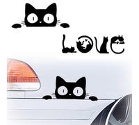COYUN 2 Pcs Autocollant Chat Voiture, Stickers Dessin Animé Humour, Diy Décoration de Voiture, Autocollant Voiture Humour, Cat Car Stickers, pour Valise de Réfrigérateur D'ordinateur Portable de Moto