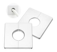 COYUN 2 Pcs Plaque Murale Fendue, Plaque d'Obturation Carrée Auto-Adhésive en ABS avec Un Trou de Diamètre de 33mm, Cache-Tuyau pour La Décoration de Robinet d'Eau