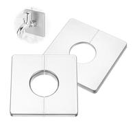 COYUN 2 Pcs Plaque Murale Fendue, Plaque d'Obturation Carrée Auto-Adhésive en ABS avec Un Trou de Diamètre de 28mm, Cache-Tuyau pour La Décoration de Robinet d'Eau