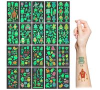 COYUN 20 Feuilles Tatouage Fluorescent Enfants,Tatouage Enfant Garcon Fille, Tatouage Ephemere Enfant,Tatouages Temporaires Lumineux De Styles Variés Garçons Filles,Cadeaux Fête Anniversaire Enfant